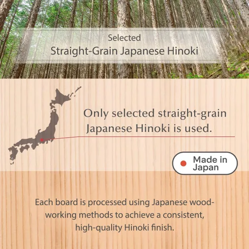 Vista 3 de TIKUSAN Tabla de cortar Hinoki de ciprés natural fabricada en Japón (pequeña 14.2 × 8.7 pulgadas)