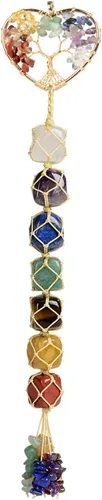 Vista 30 de Árbol de la vida hecho a mano con 7 piedras de chakras, cristales curativos, adorno colgante para decoración del hogar