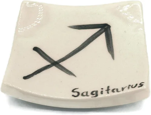 Vista 11 de Clay Ring Dish, Small Square Handmade Ceramic Trinket Dish, Small Tealight Candle Holder, Teabag Holder (Aquarius)