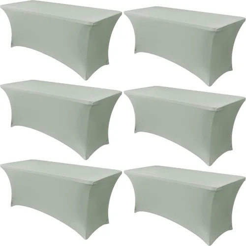 Vista 18 de Obstal Paquete de 6 Fundas de Mesa Elásticas de Spandex para Mesas de 6 Pies - Mantel Rectangular Universal Ajustado de 6 Pies Protector para Bodas
