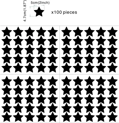 Vista 4 de Juego de 100 calcomanías de estrella para pared, removibles, despegar y pegar, decoración de vinilo para el hogar, dormitorio, sala de estar Negro