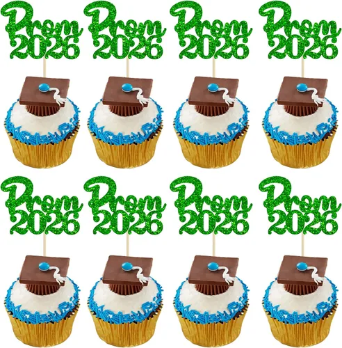 Vista 32 de Gyufise 24 piezas de decoración para cupcakes con purpurina para graduación 2026, decoración de pasteles para graduación 2026, decoración de Negro