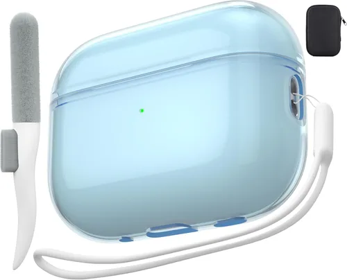 Vista 12 de Valkit - Funda transparente protectora para estuche de AirPods, con llavero, poliuretano termoplástico suave, a prueba de golpes, compatible