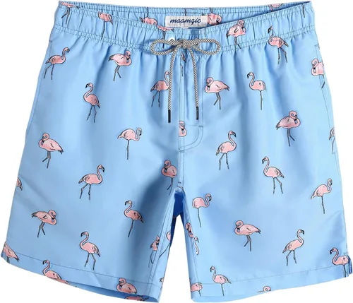 Vista 8 de maamgic Traje de baño para hombre, de secado rápido, con forro de malla, divertido traje de baño de 7 pulgadas Raya azul