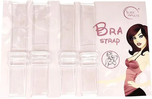 Vista 8 de Correa invisible transparente para brasier antideslizante, ajustable, suave, 2 pares de correas de hombro transparentes