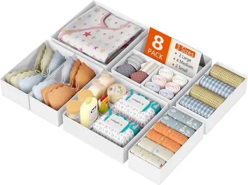 Vista 25 de DIMJ Organizador de cajones para ropa, paquete de 6 unidades, organizadores plegables para bebé, organizador de almacenamiento y cómoda
