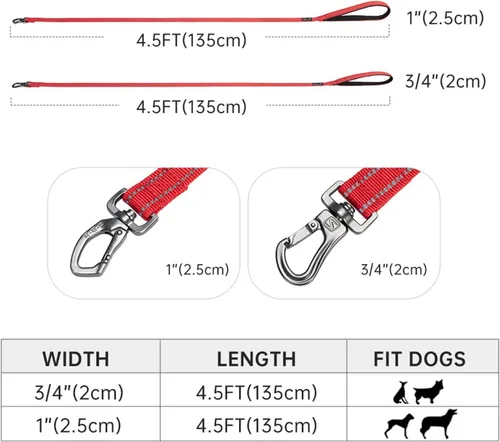 Vista 2 de EXCELLENT ELITE SPANKER Correa de entrenamiento de perro de nailon resistente y duradera, cuerda de tracción de 4 pies de largo de 1 pulgada de Negro