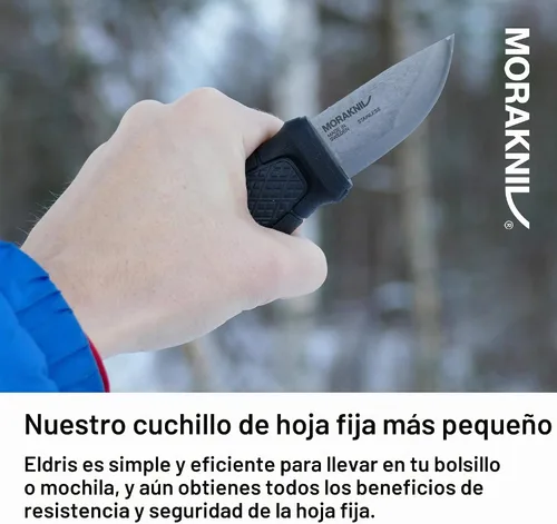 Vista 3 de Cuchillo con hoja de acero inoxidable Morakniv Eldris y vaina de plástico