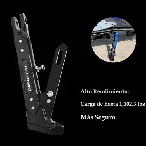 Vista 6 de Soporte de patas de motocicleta universal ajustable modificado CNC de aleación de aluminio, soporte de trípode ajustable, soporte lateral para Negro