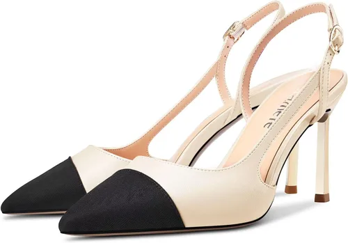 Vista 4 de Castamere Tacón alto puntiagudo Cap Toe Slingback Bombas Boda Prom Patchwork 3.3 Pulgadas Tacones