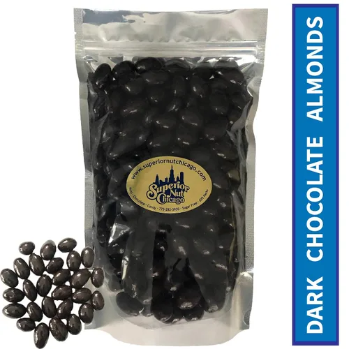 Vista 5 de Almendras cubiertas de chocolate negro - Almendras crujientes empapadas en rico chocolate negro (bolsa de 2 libras)