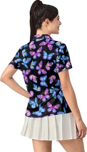 Vista 3 de Polo de manga corta con estampado gráfico para mujer, polo de golf que absorbe la humedad, Color-3Color-3)