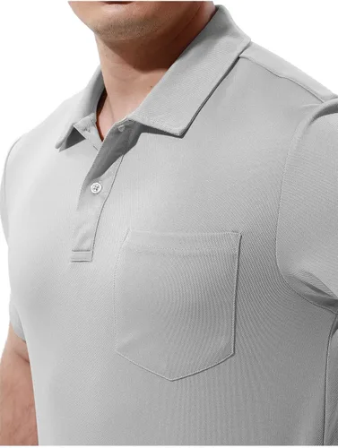 Vista 4 de Camisas polo de manga corta con cuello y bolsillo para hombre