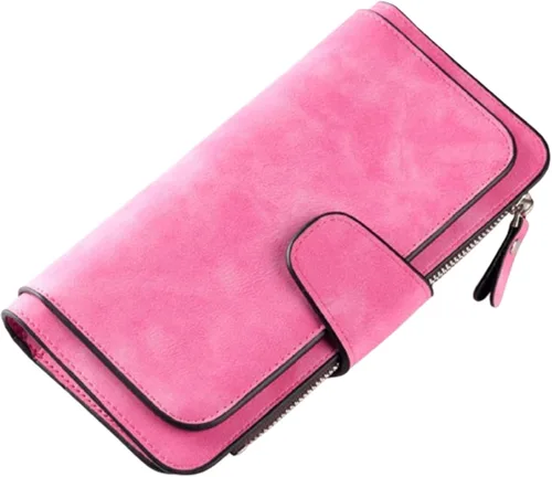 Vista 14 de Carteras de cuero para mujer con bloqueo RFID, billetera delgada, plegable, tarjetero con cremallera, bolsillo para monedas, ventana