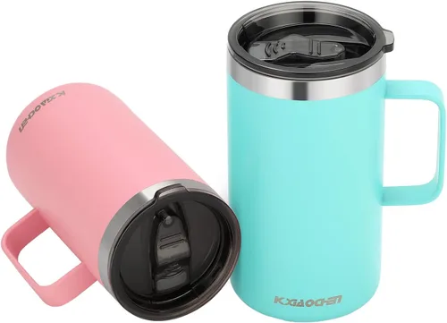 Vista 9 de KXIAOCHEN - Taza de café aislada de 20 onzas con tapa, taza de café de acero inoxidable, vaso de café de doble pared con aislamiento al vacío