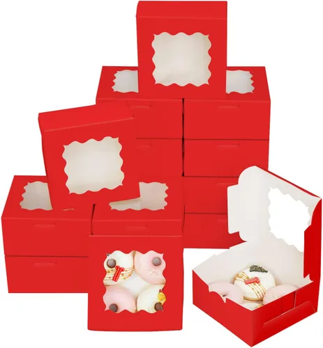 Vista 14 de Bakepacker 100 piezas Cajas Negras para Galletas 6x6x3 pulgadas Fácil Montaje Cajas de Pastelería Macarrones Cajas de Panadería con Ventana