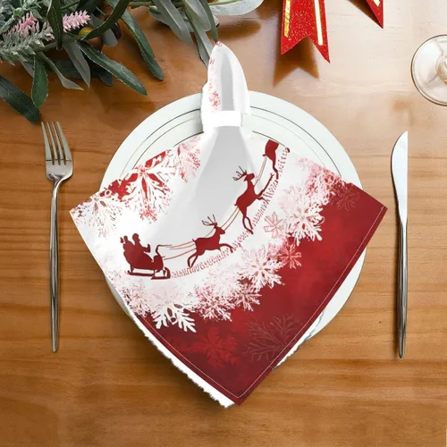 Vista 2 de Paquete de 6 servilletas de tela, servilletas lavables de Navidad, ideales para bodas, fiestas, cenas de vacaciones, 20 x 20 pulgadas Patrón 3
