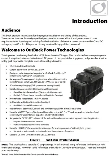 Vista 4 de Outback FXR 3.6kW 120VAC 48VDC 45A Inversor/cargador ventilado VFXR3648A