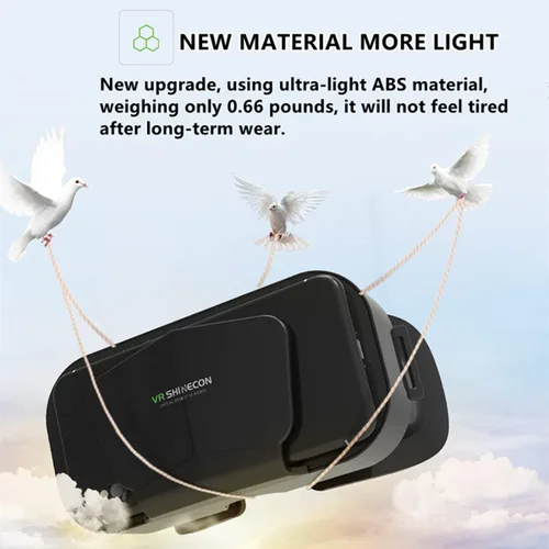 Vista 3 de VR Headset 3D Virtual Reality Glasses with Blu-ray Eye Protected Light Small 3D Glasses for Watch Movies Video Play Game Support 47-70 Smartphone