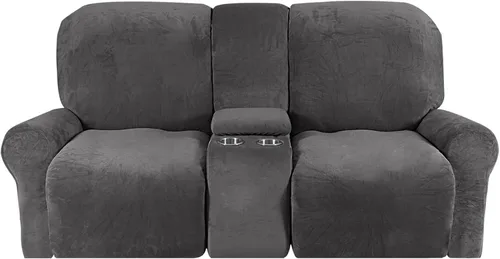 Vista 13 de Funda reclinable de terciopelo para sofá biplaza con consola central, fundas elásticas para sillas reclinables, funda suave para consola central