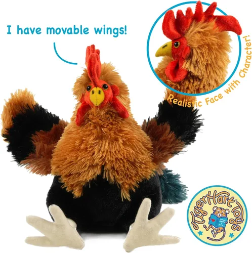 Vista 5 de TigerHart Riley The Rooster - Peluche de pollo de 8 pulgadas