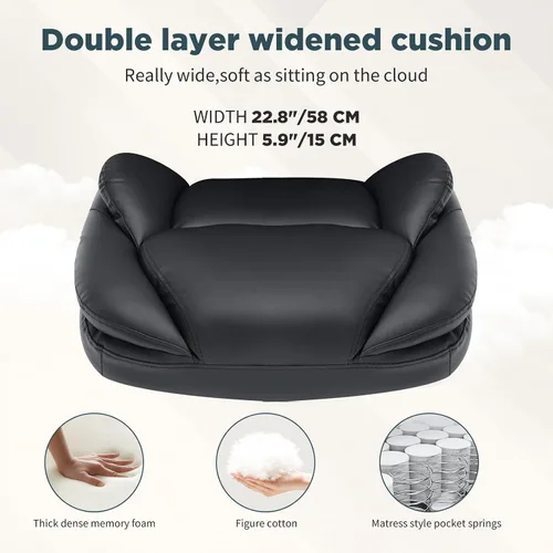 Vista 7 de Silla ergonómica de escritorio de oficina con brazos abatibles de apoyo trasero, cómoda silla de oficina ejecutiva, color negro