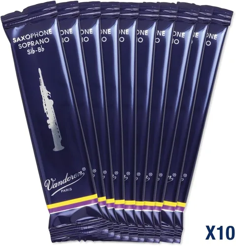 Vista 5 de Vandoren SR203 - Cañas tradicionales para saxofón soprano Fuerza 3; Caja de 10