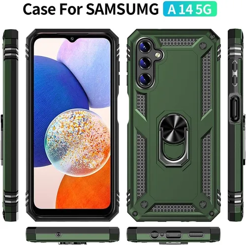 Vista 4 de Funda para Samsung A14 5G, Galaxy A14 5G con protector de pantalla HD, [grado militar de 16 pies probada en caídas], anillo protector a prueba
