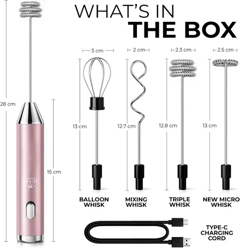 Vista 327 de Zulay Milk Boss Espumador de leche potente manual, hace espuma para latte, batidor para mezclar bebidas, café, miniespumador para capuchino, frappé