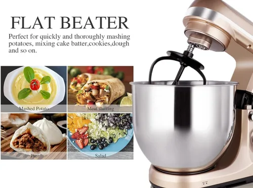 Vista 7 de Professional - Mezclador MK37A 500W, recipiente 5-Qt, 6 velocidades, con cabezal inclinado, máquina eléctrica para mezclar alimentos, Champán