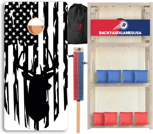 Vista 100 de CornholeGamesUSA Pro - Juego de tablas de Cornhole Fabricado en Estados Unidos Abedul báltico 3/4 Sin rebote Patas triples gruesas Dos 1