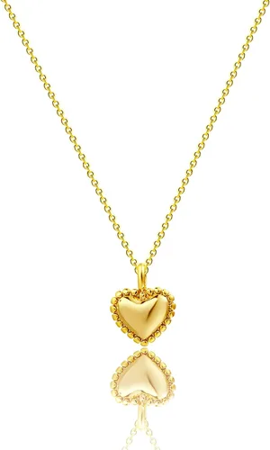 Vista 5 de SUFOPE Delicado collar de corazón para mujer, chapado en oro de 14 quilates, oro rosa, plata, pequeño collar con colgante de corazón, gargantilla