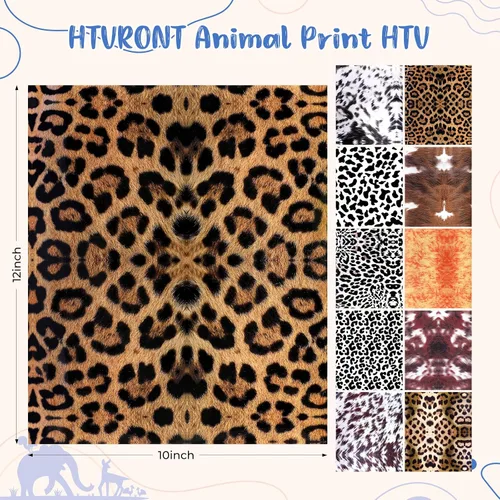 Vista 2 de HTVRONT Leopard HTV Heat Transfer Vinyl - 11 Packs Cheetah Iron on Vinyl