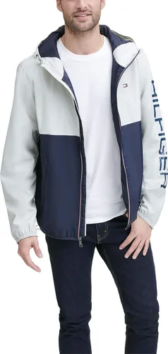 Vista 4 de Tommy Hilfiger - Chaqueta impermeable con capucha para hombre ligera para lluvia