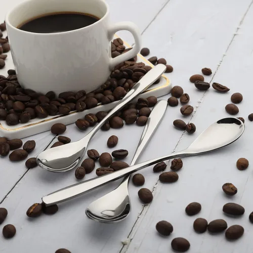 Vista 5 de Juego de 6 cucharas de huevo de café y postre de acero inoxidable