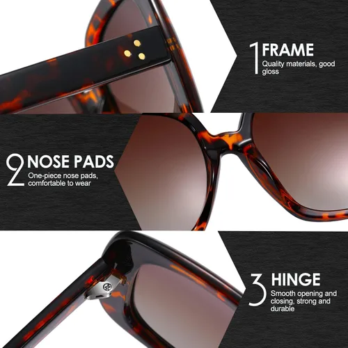 Vista 3 de MORESHINE Gafas de sol polarizadas cuadradas de gran tamaño de moda, lentes de sol retro para mujer, protección UV400