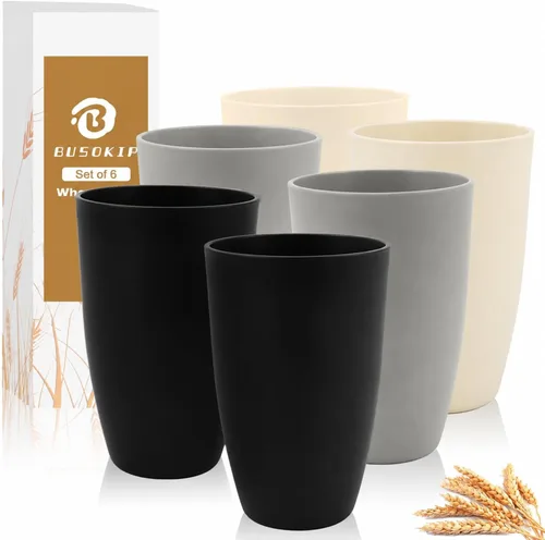 Vista 30 de Vasos de paja de trigo de 16 onzas, vasos de plástico