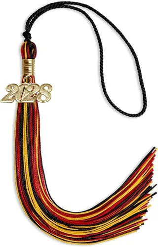 Vista 37 de Endea Graduation Borla mixta de triple color con gota de fecha dorada (negro/dorado/blanco, 2021)