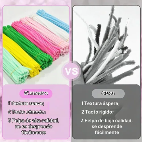 Vista 4 de 600 limpiadores de pipas pastel a granel con pompones para Suministros para manualidades de macaron