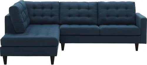 Vista 3 de Modway EEI-2798-AZU Empress Sofá seccional moderno de tela tapizada de mediados de siglo orientado a la izquierda en azul