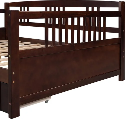 Vista 4 de Bellemave Sofá cama de tamaño matrimonial, sofá cama matrimonial con almacenamiento, sofá cama de madera con cajones, marco de sofá cama completo