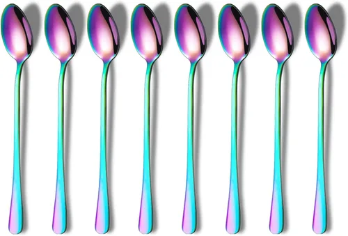 Vista 10 de Cucharas de helado y cóctel de acero inoxidable prémium - Juego de 8 (plateado)