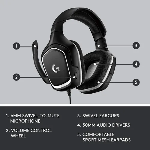 Vista 3 de Logitech G332 SE - Audífonos estéreo para PC, PS4, Xbox One, Nintendo Switch