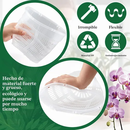 Vista 3 de SiliFine - Juego de 6 macetas de plástico transparente para orquídeas
