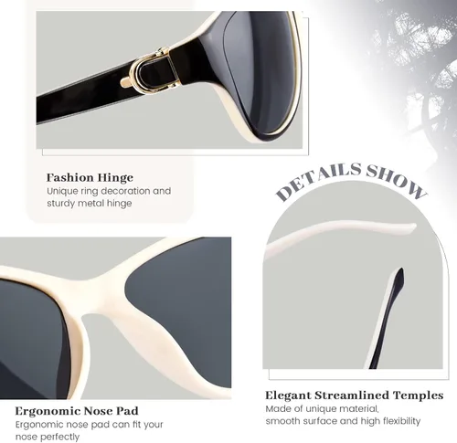 Vista 4 de LVIOE Gafas de sol polarizadas para mujer gafas de sol clásicas de moda antirreflejos 100 protección UV