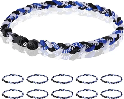 Vista 30 de Paquete de 12 Collares de Béisbol de 18 Pulgadas, Regalo de Equipo para Fanáticos de Béisbol, Diseño de Cuerda Tornado de Titanio Triple Trenzado
