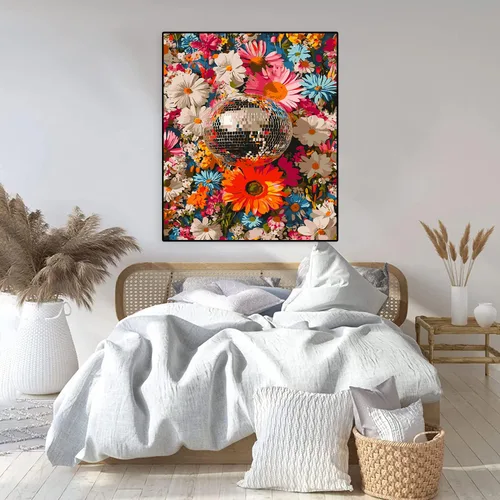Vista 3 de Pintura de bolas de flores por números para adultos, kit de pintura por números para adultos, paquete de pintura por números para principiantes