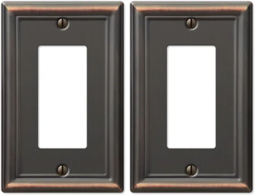 Vista 24 de Amerelle 149DDB - Placa de pared Chelsea, 1 Duplex, acero, bronce envejecido, 1 paquete