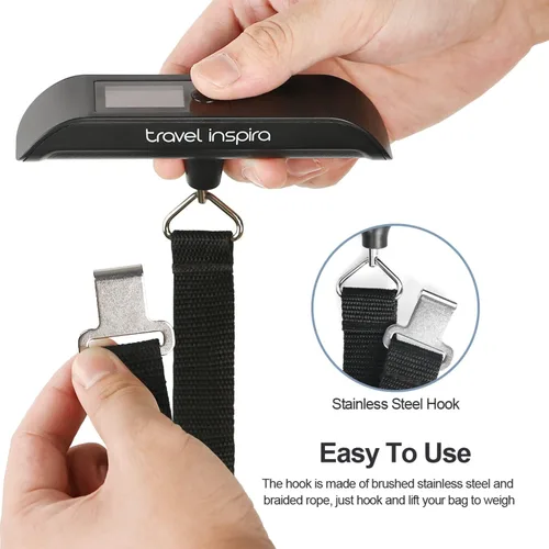 Vista 9 de travel inspira Báscula de equipaje, báscula digital de equipaje, báscula de equipaje, 110 libras110.2lbs, batería incluida, Báscula digital