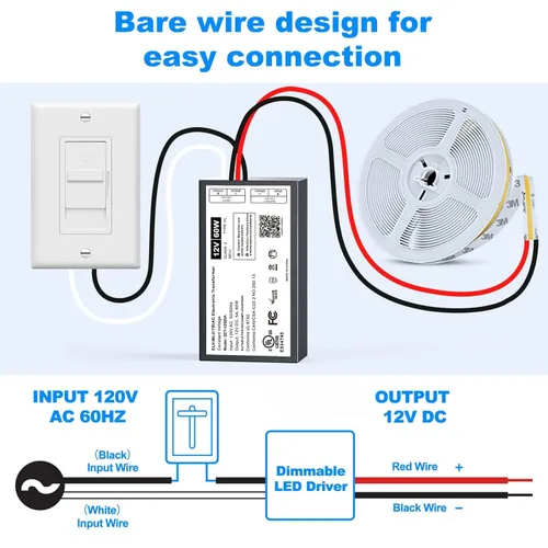 Vista 7 de 2 unids 60 W regulable LED controlador 12 V, Triac/ELV/MLV AC a DC se adapta a Lutron For Leviton Dimmer,Dimmable led Power Supply 60W 12V Class2